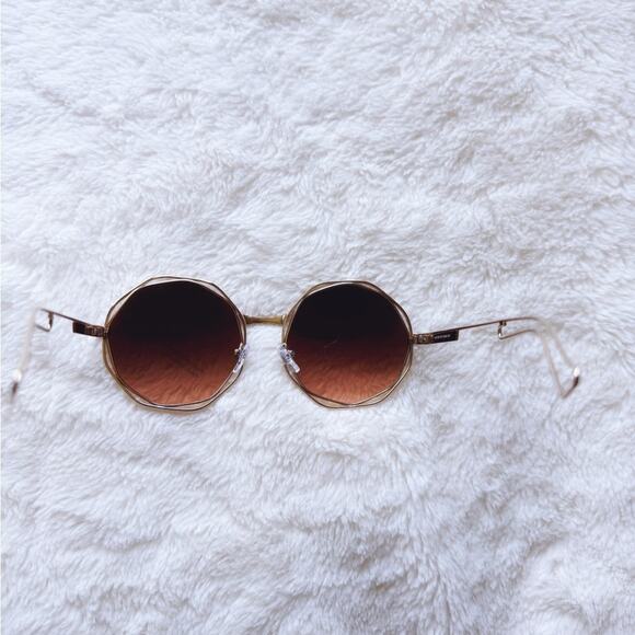 Seraphina Brown Geometric Sunglasses - Picture 10 of 13